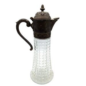 Vintage Primrose Italy Silver Plate Cut Crystal Wine Pitcher